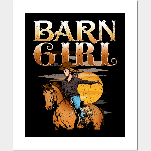 Barn Girl I Equestrian Pony Horse Fan Wall Art by biNutz